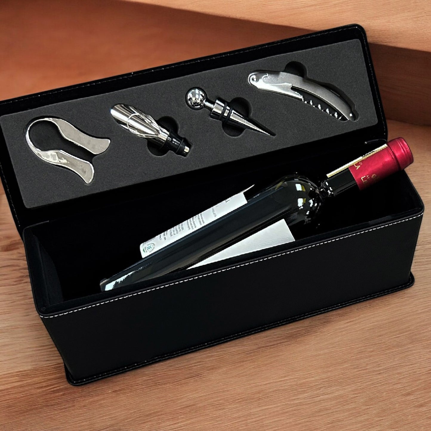 Aviator Pilot Personalized Leather Wine Bottle Accessory Gift Box