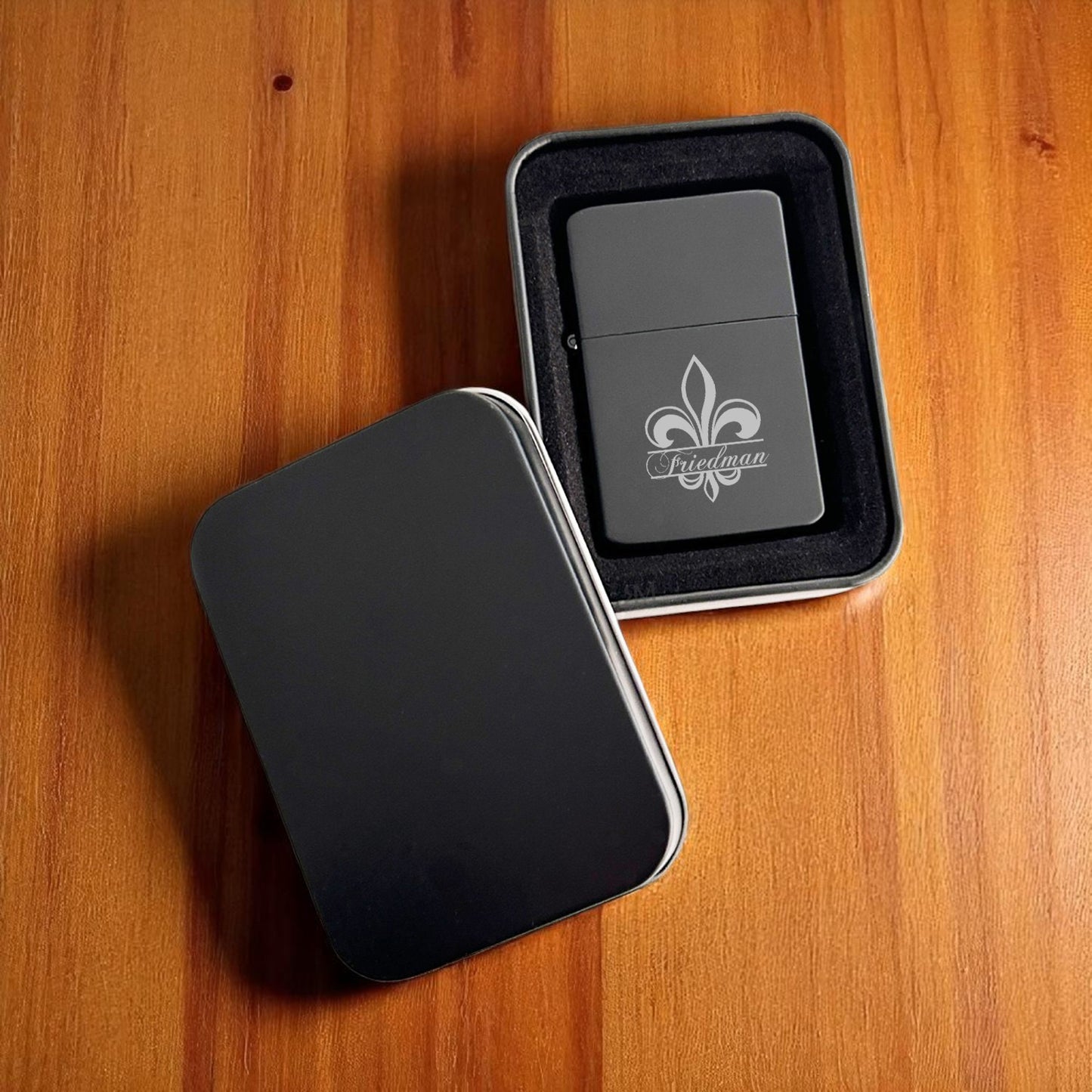 Fleur De Lis Personalized Cigarette Ashtray and Lighter