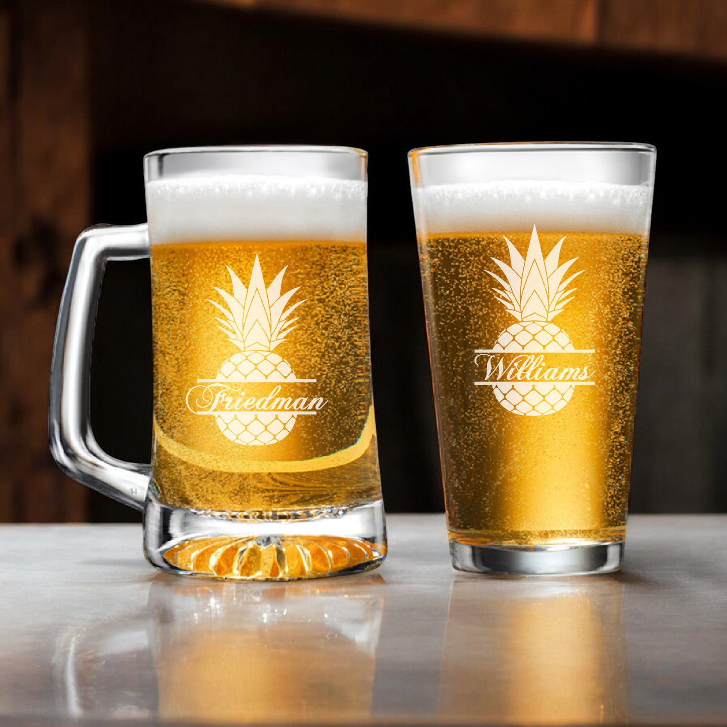 Pineapple Personalized Beer Glass