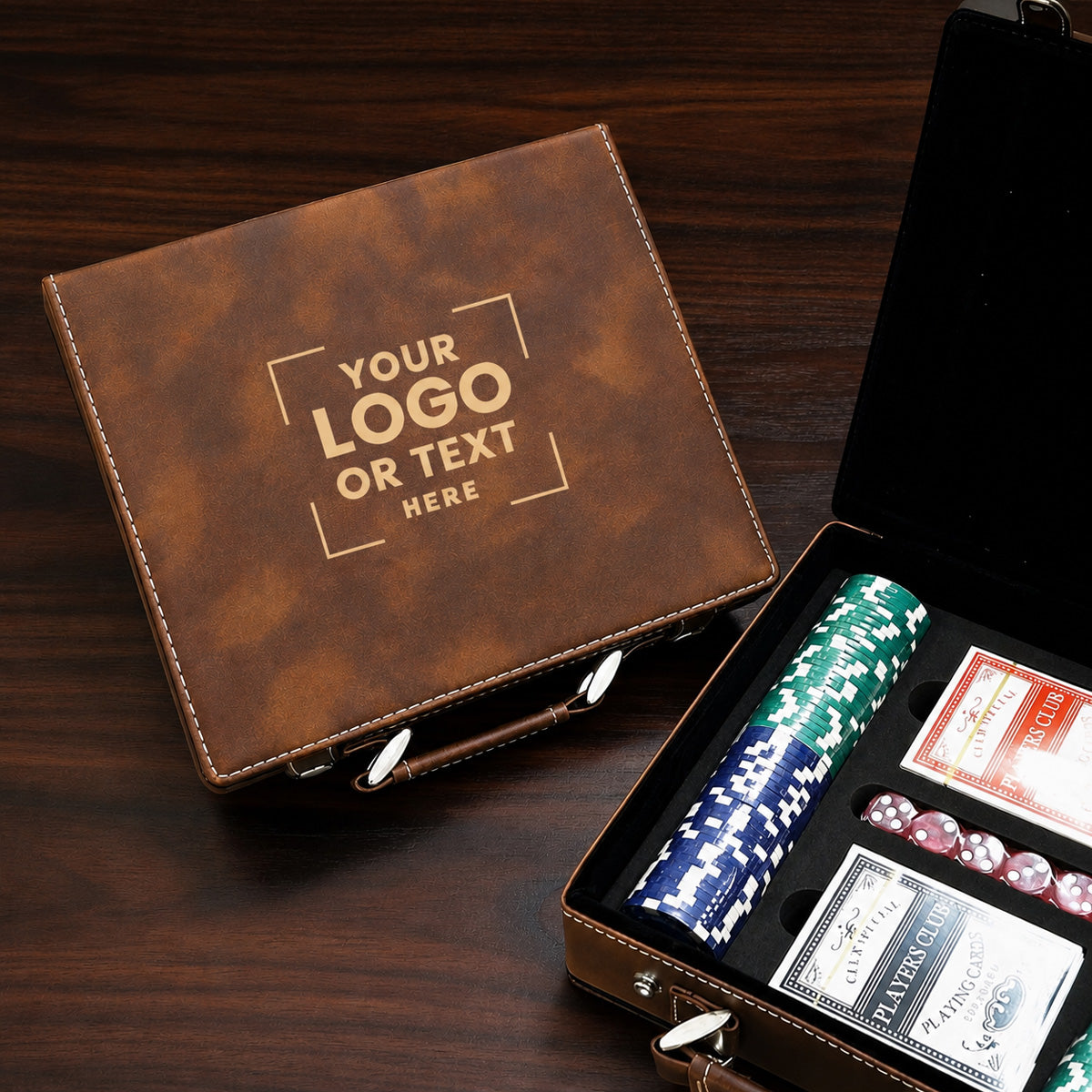 Custom Logo Personalized Leather Poker Gift Set