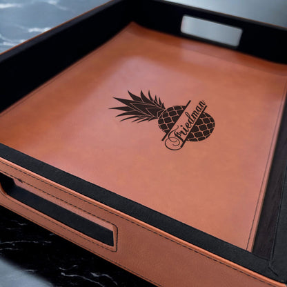 Pineapple Personalized Rectangle Leather Serving Tray