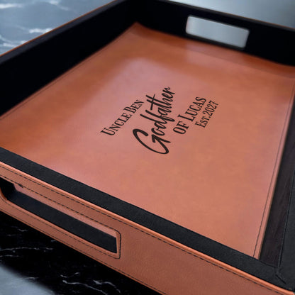Godparent Personalized Rectangle Leather Serving Tray