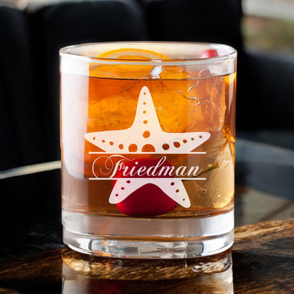 Starfish Personalized Rocks Whiskey Glass