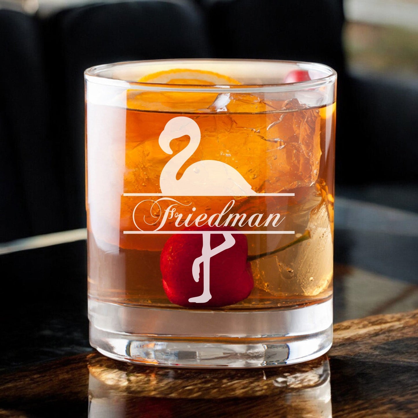 Flamingo Personalized Whiskey Decanter with Whiskey Rocks Glasses Set - 3pc