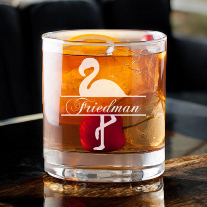 Flamingo Personalized Whiskey Decanter with Whiskey Rocks Glasses Set - 3pc