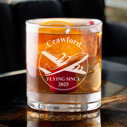 Aviator Pilot Personalized Whiskey Decanter with Whiskey Rocks Glasses Set - 3pc