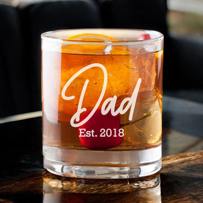 Dad Personalized Whiskey Decanter with Whiskey Rocks Glasses Set - 3pc