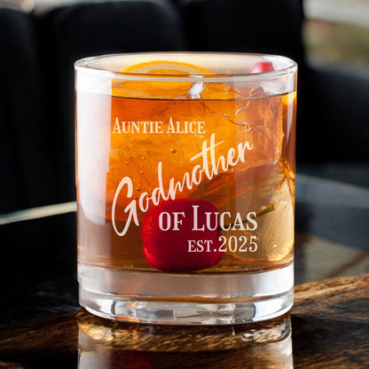 Godmother Personalized Whiskey Decanter with Whiskey Rocks Glasses Set - 3pc