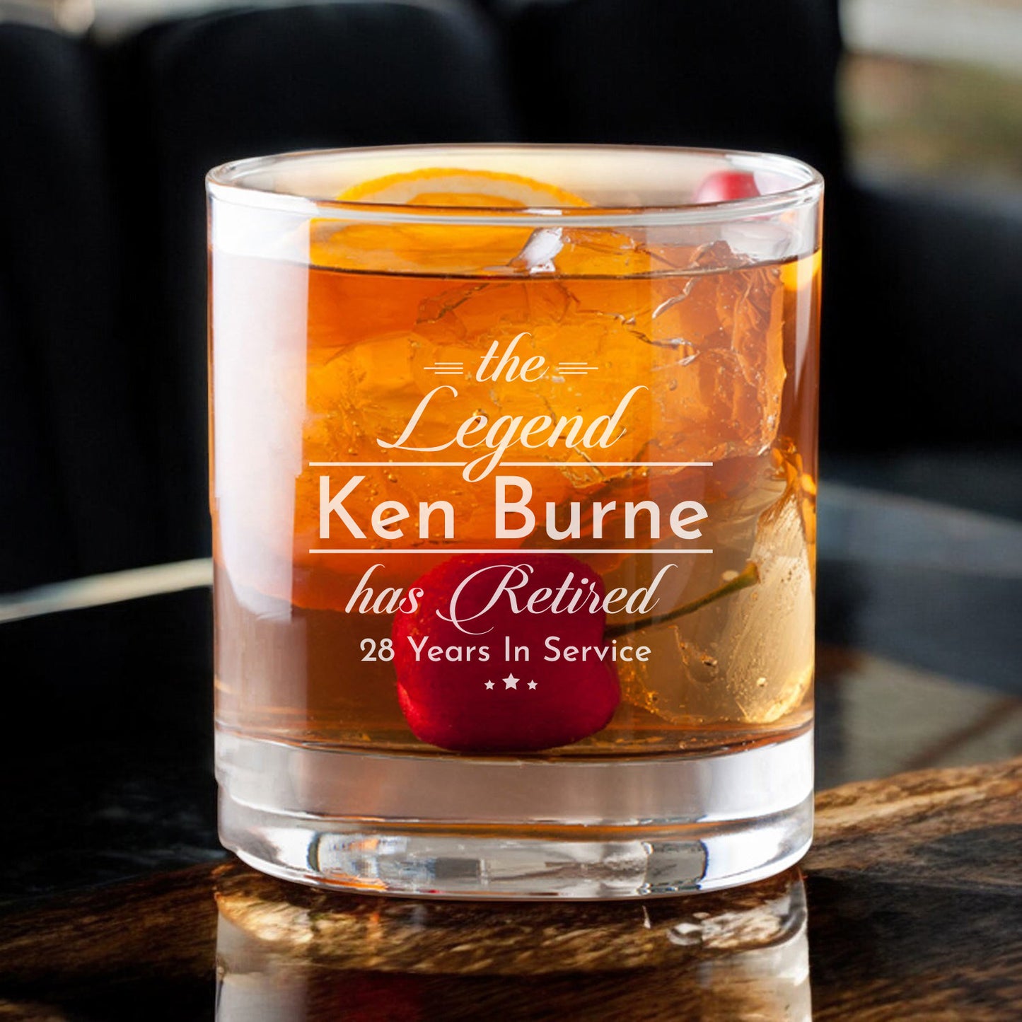 The Legend Has Retired Personalized Legacy Reserve Whiskey Decanter with Rocks Glasses - 3 pc