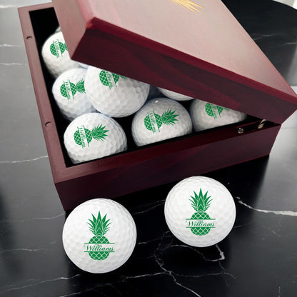 Pineapple Personalized Golf Ball Gift Set