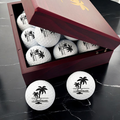 Palm Tree Personalized Golf Ball Gift Set