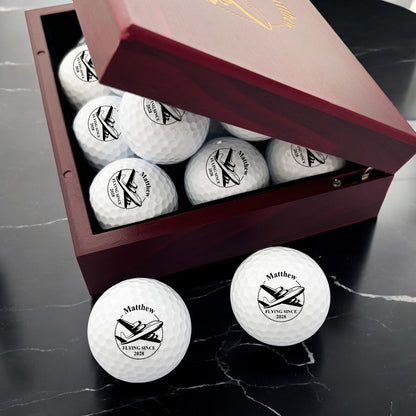 Aviator Pilot Personalized Golf Ball Gift Set