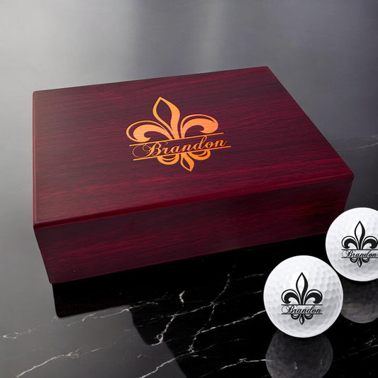 Fleur De Lis Personalized Golf Ball Gift Set