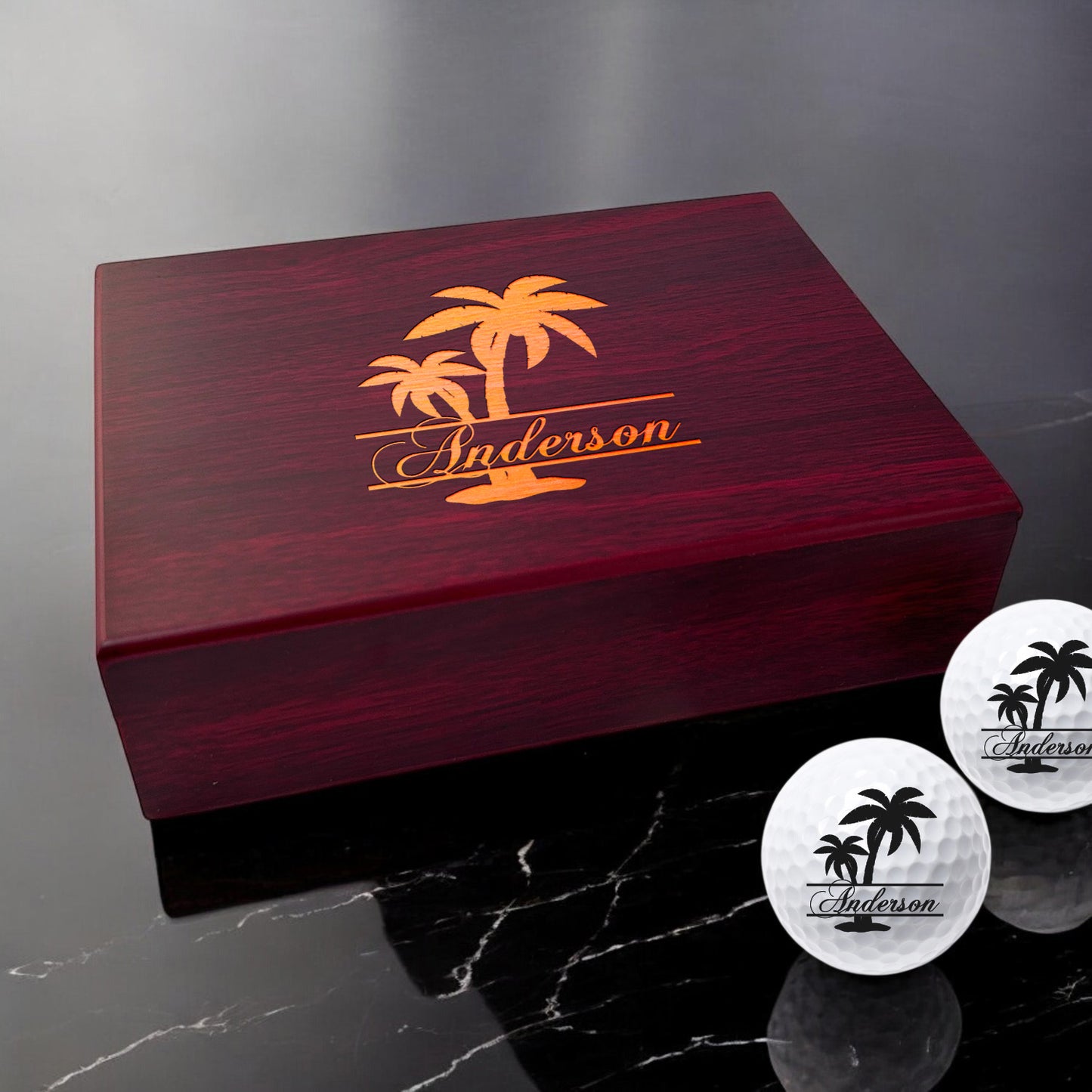 Palm Tree Personalized Golf Ball Gift Set