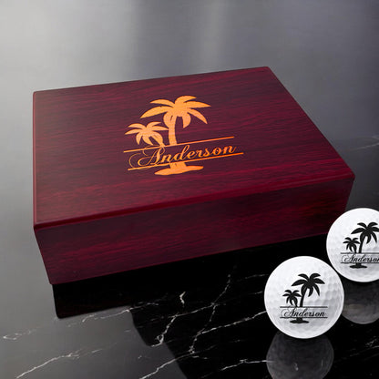Palm Tree Personalized Golf Ball Gift Set