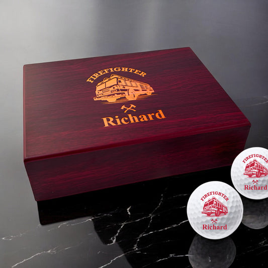 Firefighter Personalized Golf Ball Gift Set