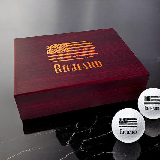 Patriotic Military Personalized Golf Ball Gift Set