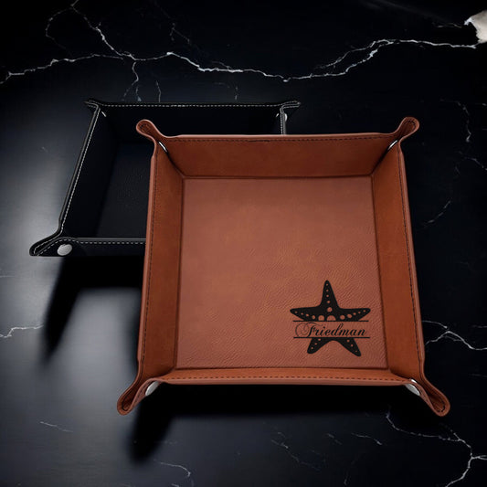 Starfish Personalized Leather Valet Tray Organizer