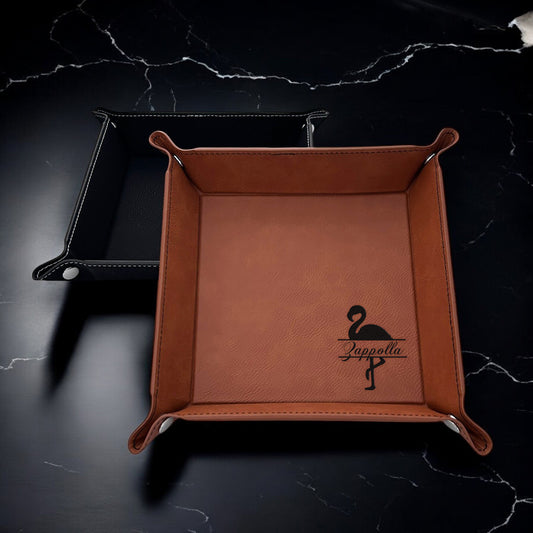 Flamingo Personalized Leather Valet Tray Organizer