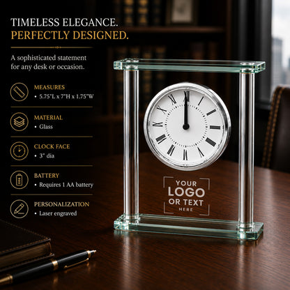 Godfather Engraved Square Glass Desk Clock