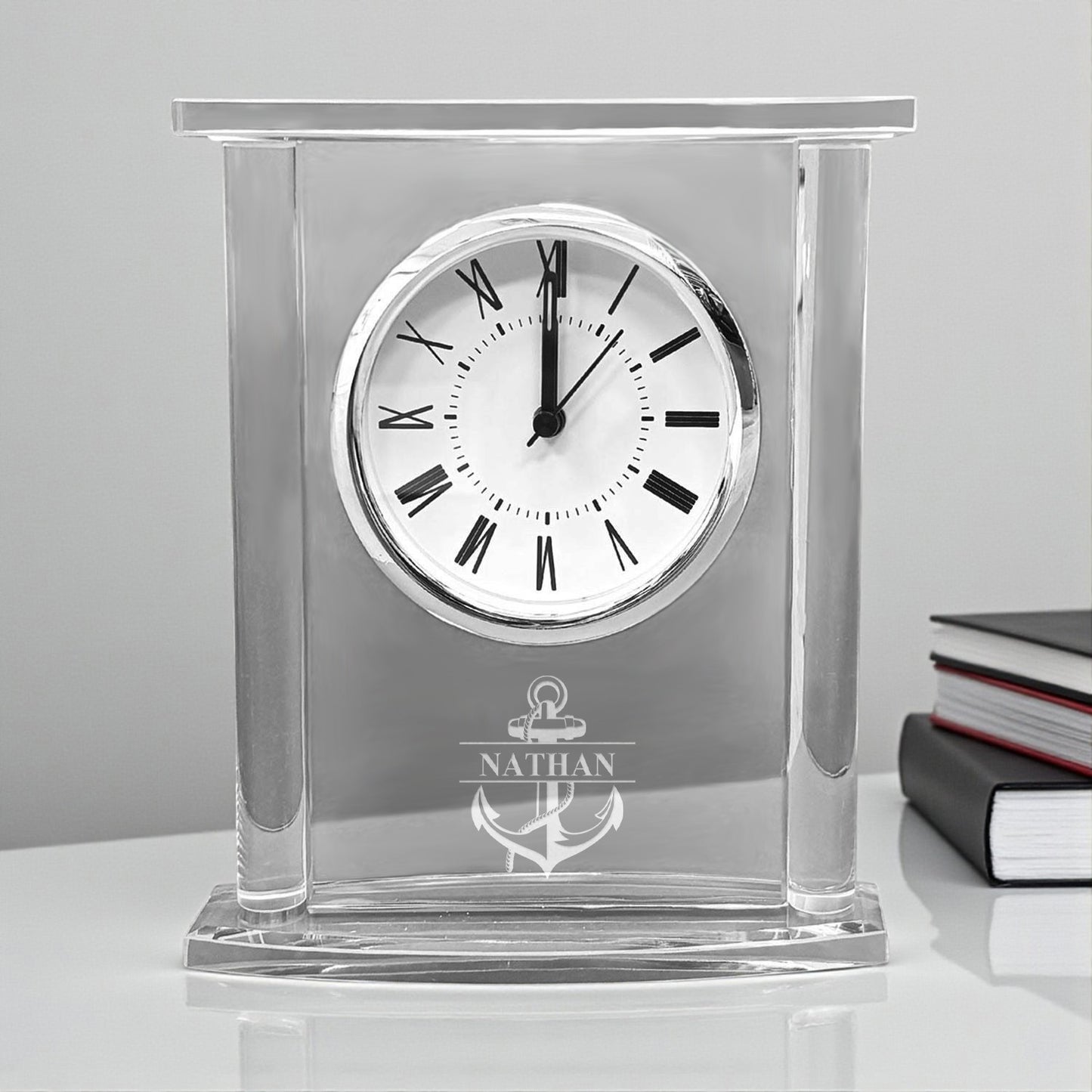 Coastal & Classic Personalized Glass Square Clock