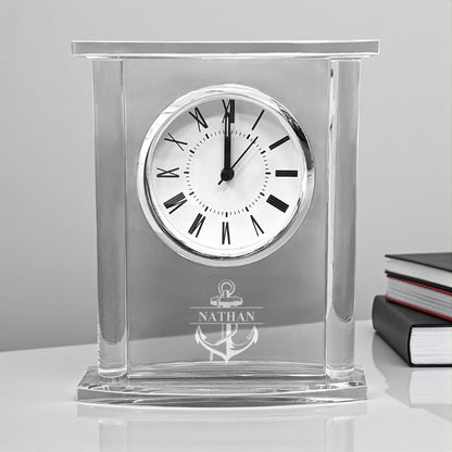 Coastal & Classic Personalized Glass Square Clock