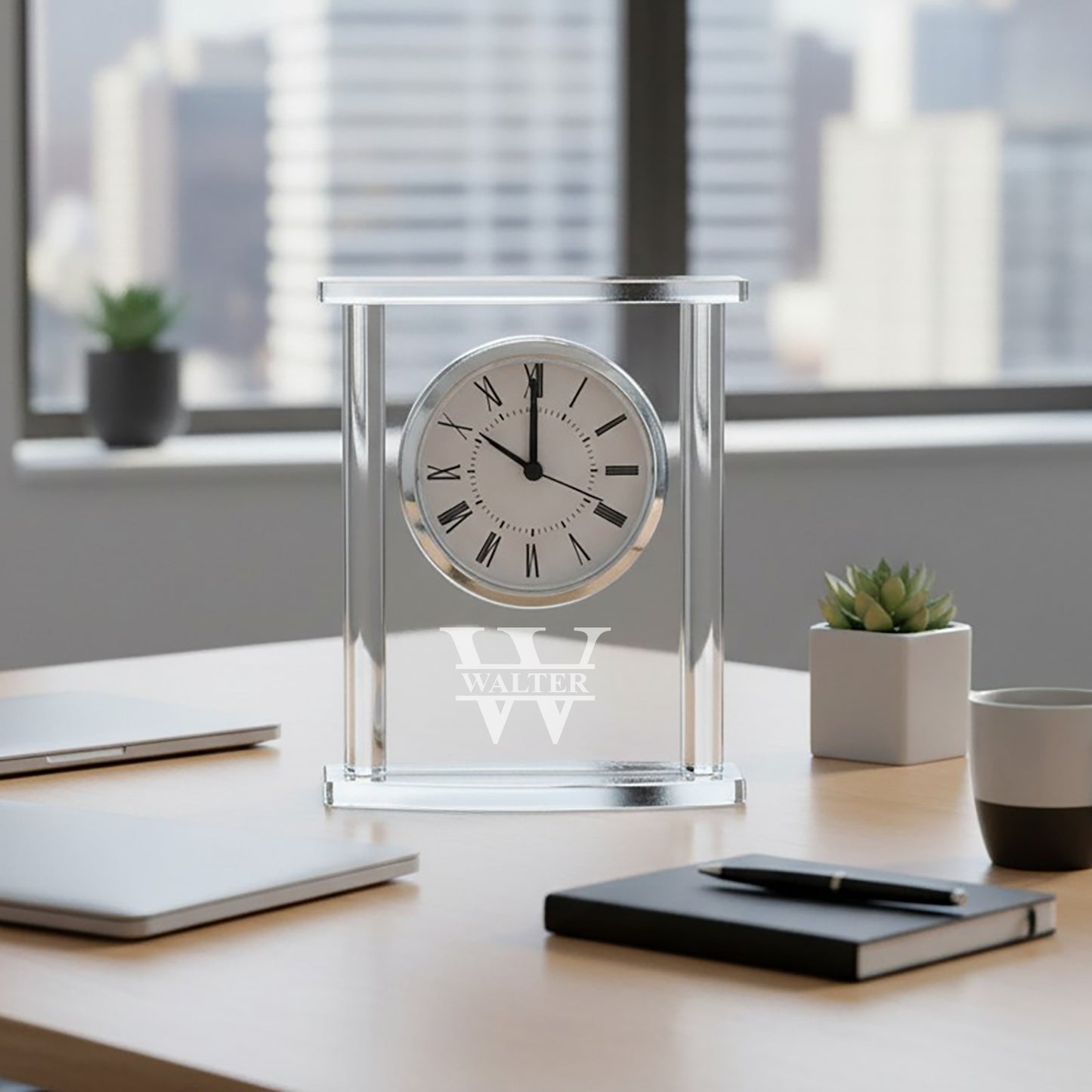 Monogram Personalized Glass Square Clock