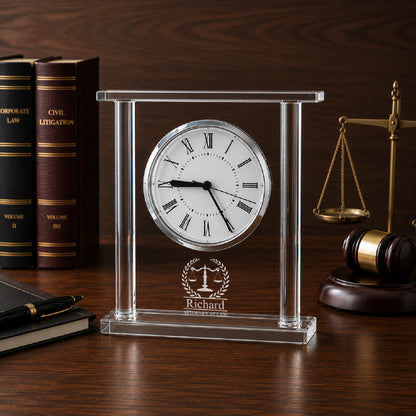 Lawyer Engraved Square Glass Desk Clock