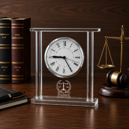 Lawyer Engraved Square Glass Desk Clock