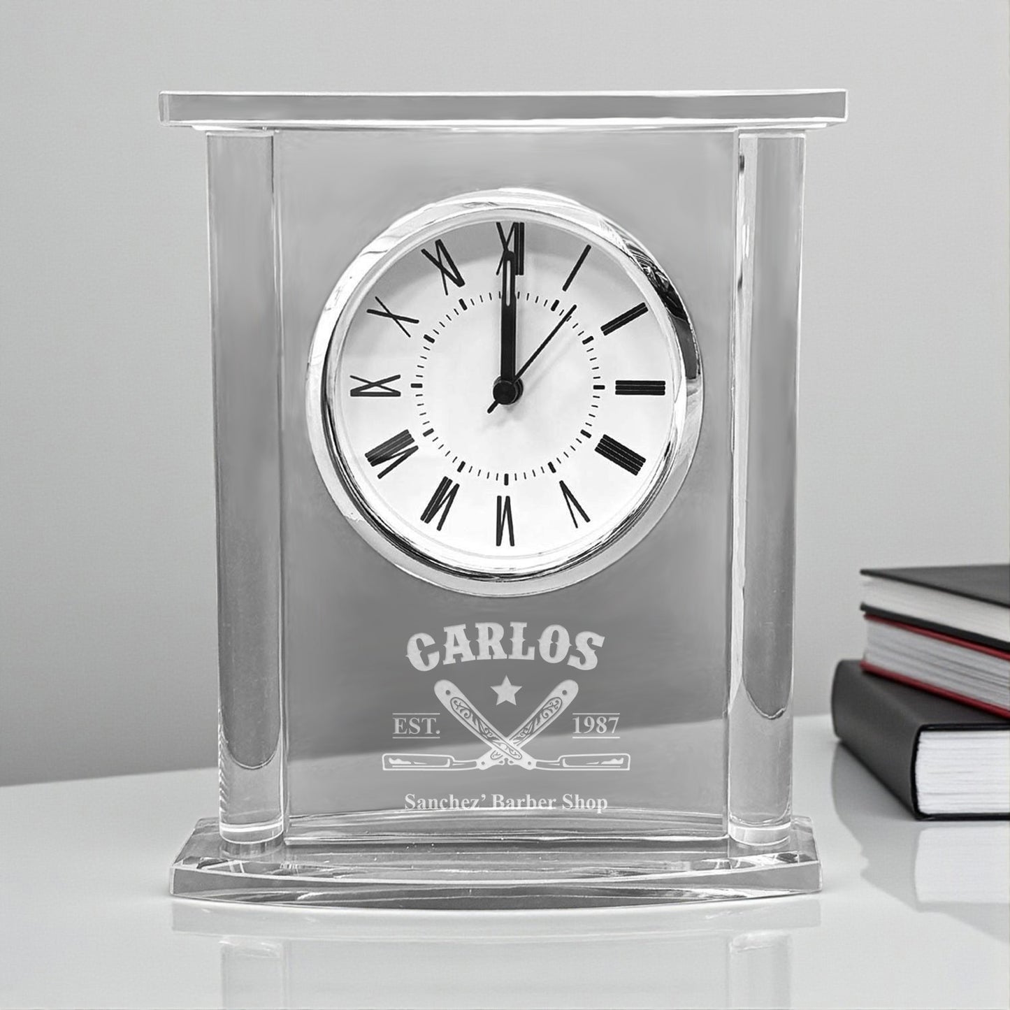 Barber Personalized Glass Square Clock