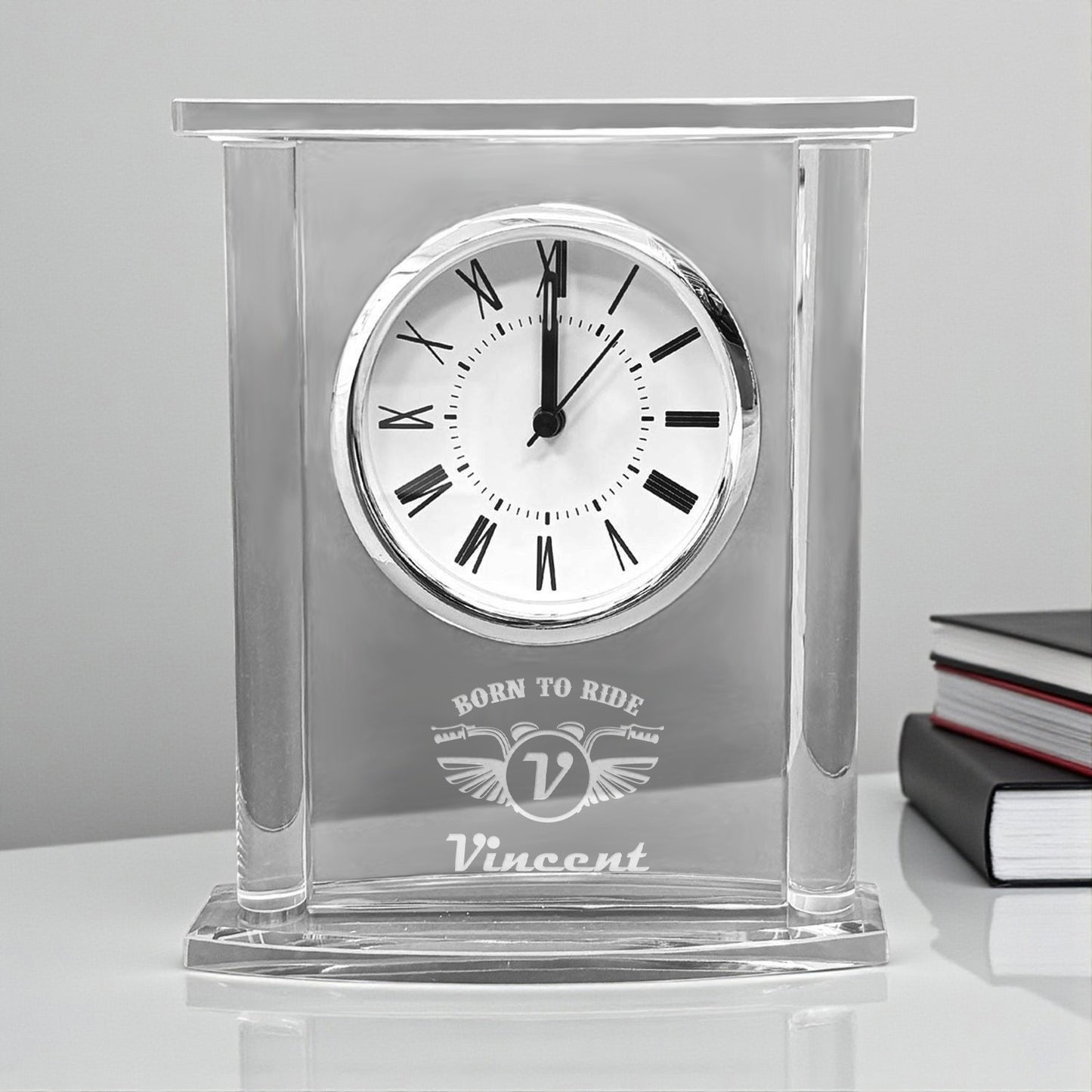 Motorcycle Rider Personalized Glass Square Clock