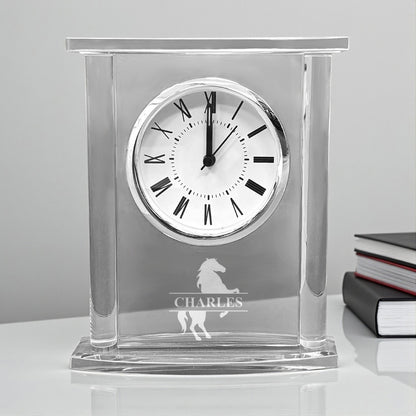 Equestrian Horse Personalized Glass Square Clock