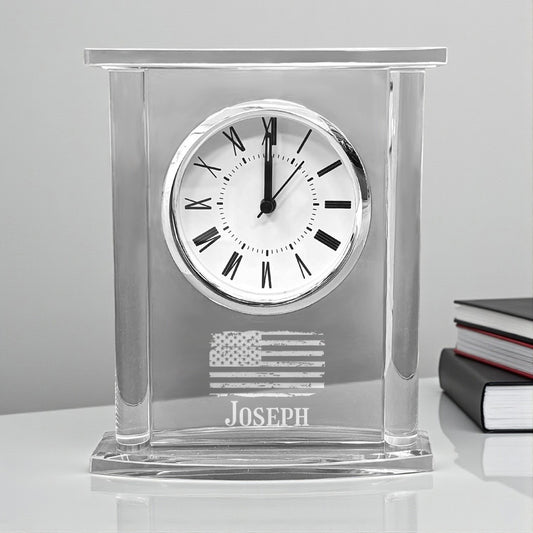 Patriotic Military Personalized Glass Square Clock