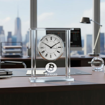 Bitcoin Crypto Personalized Glass Square Clock