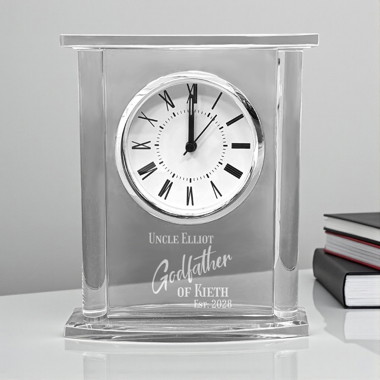 Godparent Personalized Glass Square Clock