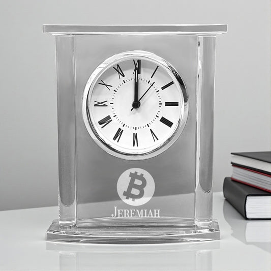 Bitcoin Crypto Personalized Glass Square Clock