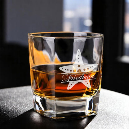 Starfish Personalized Square Whiskey Glass