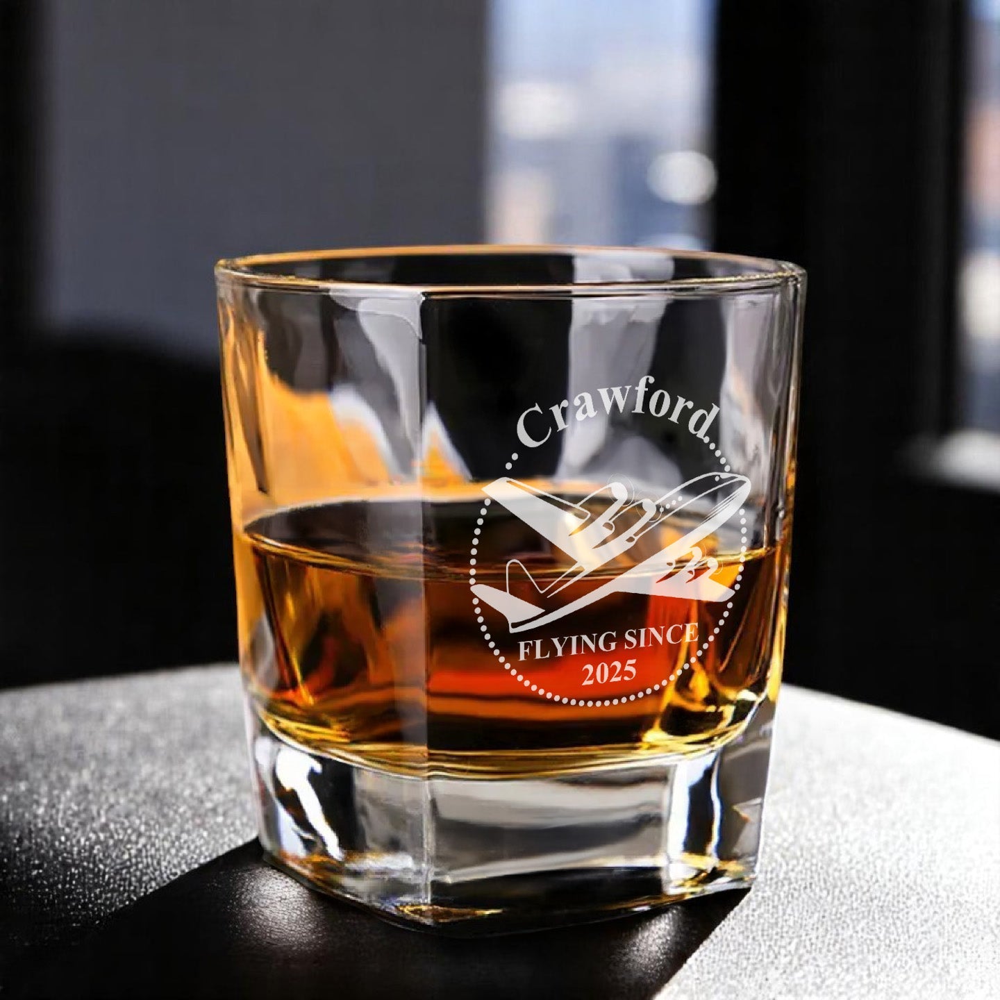 Aviator Pilot Personalized Square Whiskey Glass