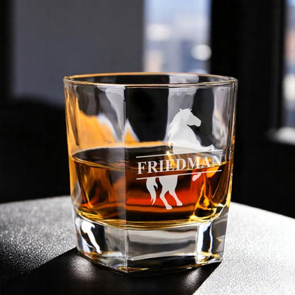 Equestrian Horse Personalized Square Whiskey Glass