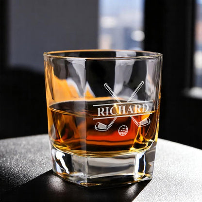Golf Personalized Square Whiskey Glass