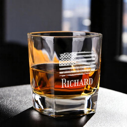 Patriotic Military Personalized Square Whiskey Glass