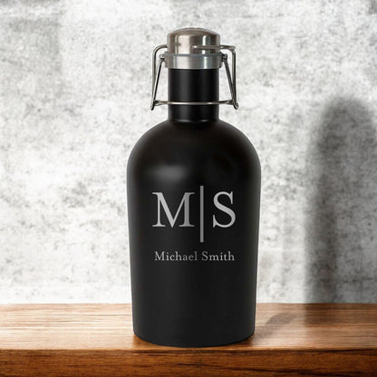 Monogram Personalized Beer Growler with Pint Glass Set