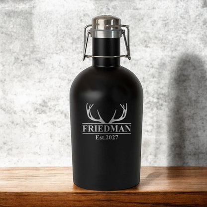 Hunting Personalized Beer Growler with Pint Glass Set