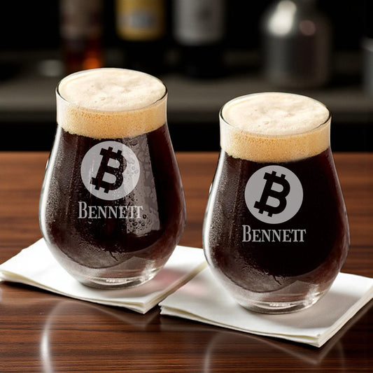 Bitcoin Crypto Personalized Stemless Beer Snifter - Set of 4
