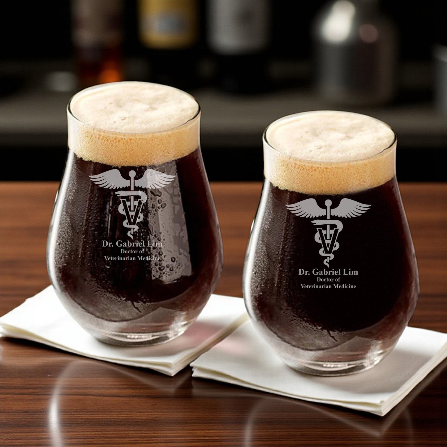 Medical Professionals Personalized Stemless Beer Snifter Glass - Set of 4