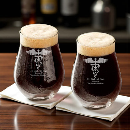 Medical Professionals Personalized Stemless Beer Snifter Glass - Set of 4
