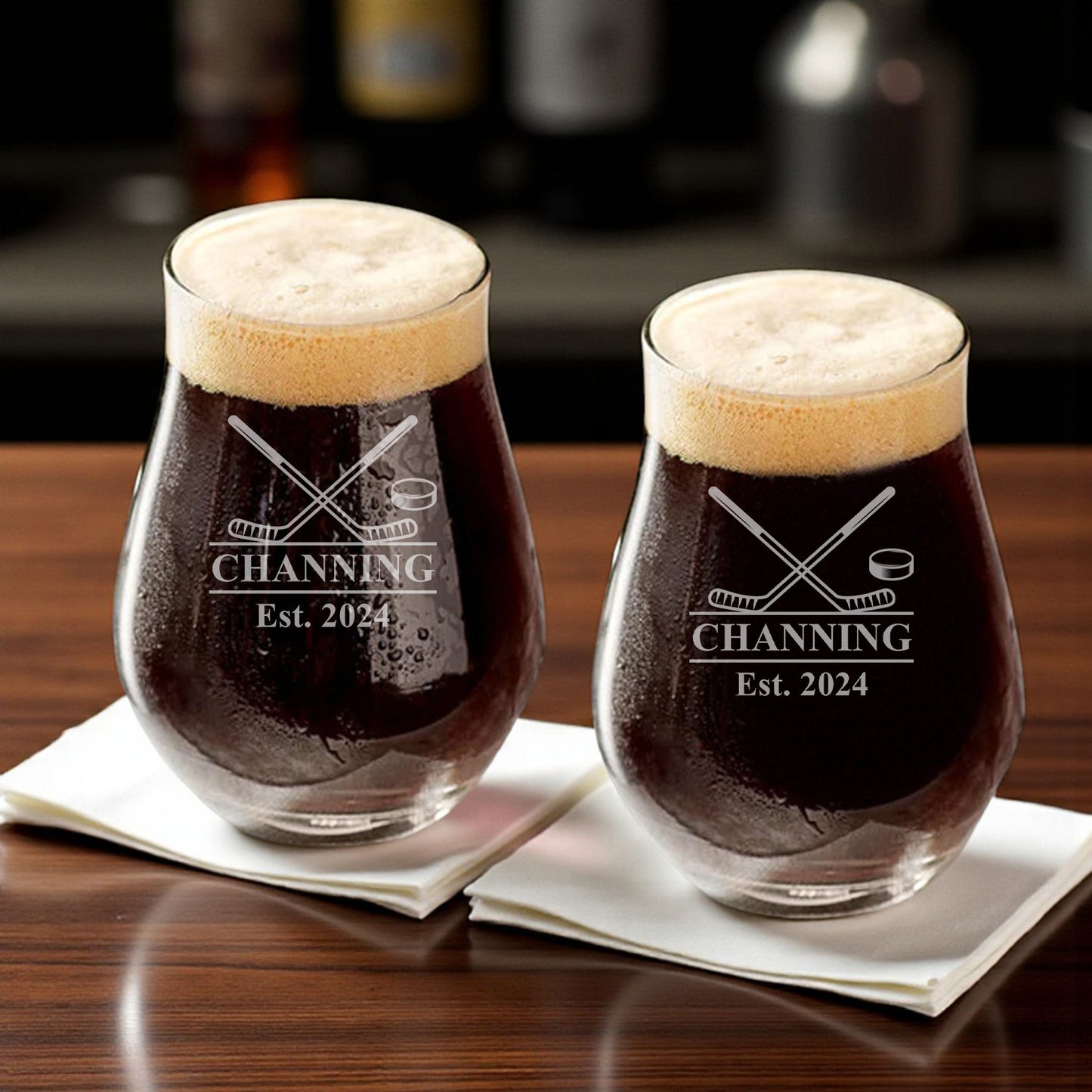 Hockey Personalized Stemless Beer Snifter - Set of 4