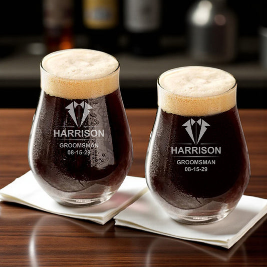Groomsmen Personalized Stemless Beer Snifter - Set of 4