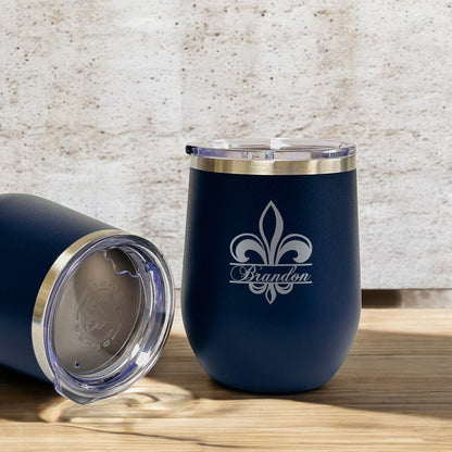 Fleur De Lis Personalized 12 oz Stemless Wine Cup