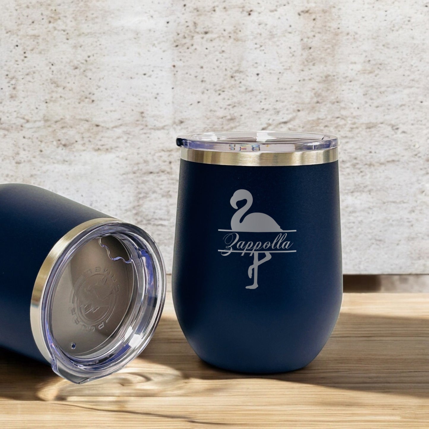 Flamingo Personalized 12 oz Stemless Wine Cup